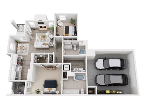 Floor plan for 2 beds, 2 baths, 1185 sqft